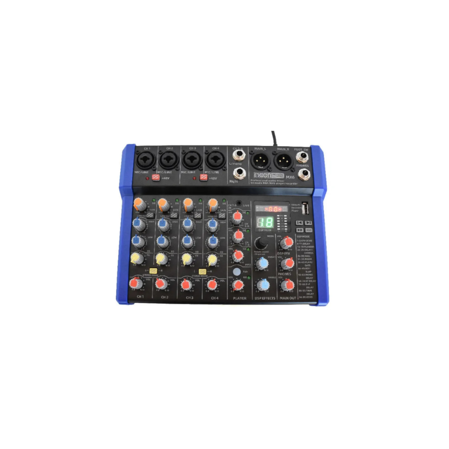 Diseño sin título Mixer Moon Mx6 Consola Sonido 6 Ch 99 Efectos Bt Mp3 Usb Eq - Imagen 1
