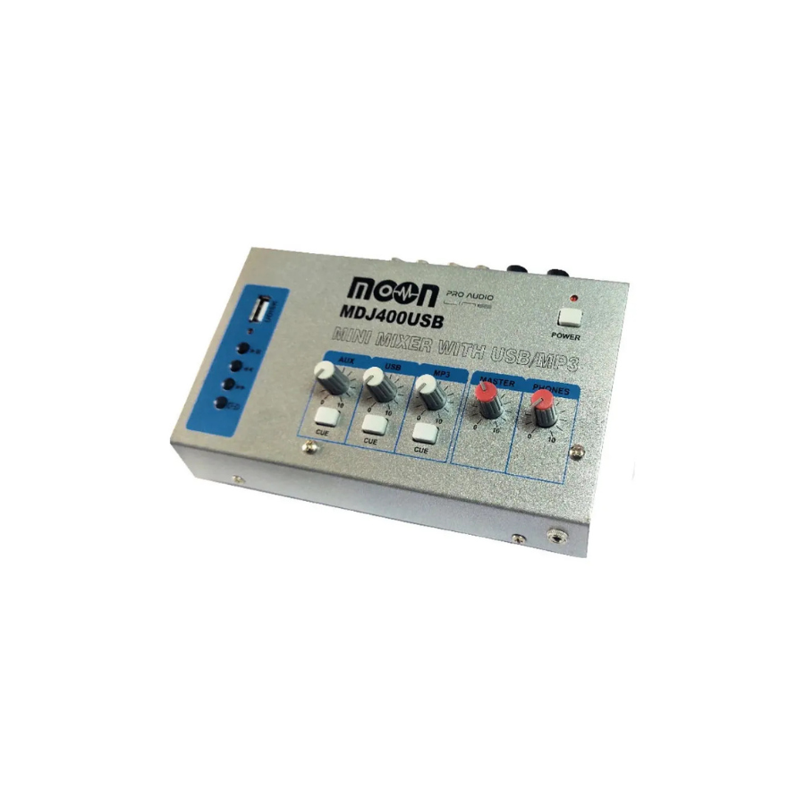 Diseño sin título (5) Mixer Moon Audio Pro Mdj400usb Mini Consola Sonido 4 Canales - Imagen 1
