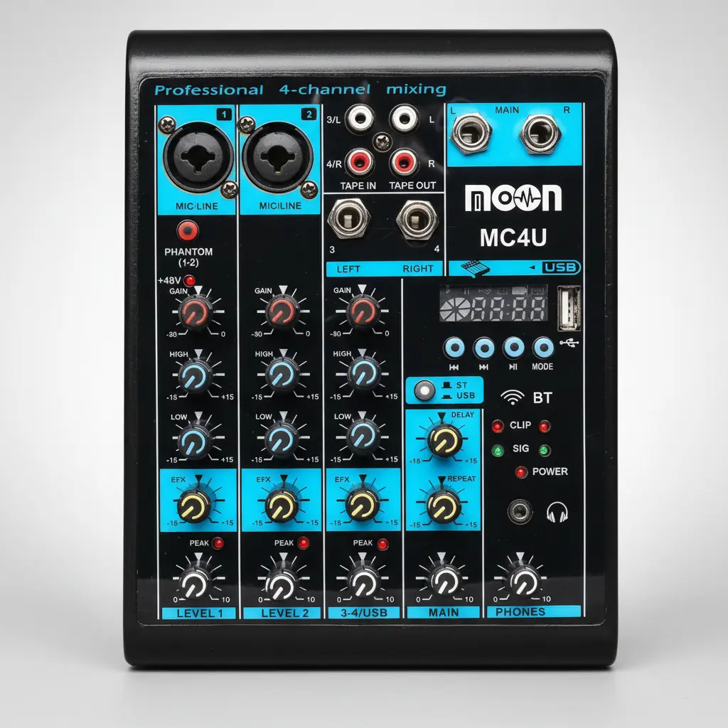 Moon Mc4u Mixer Interfaz 4 Canales Usb Bluetooth2 Moon Mc4u Mixer Interfaz 4 Canales Usb Bluetooth - Imagen 1