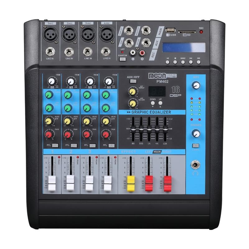 PM402 Consola De Sonido Potenciada Moon Pm402 Eq 4 Canales 250w+250w 4 Ohms - Imagen 1